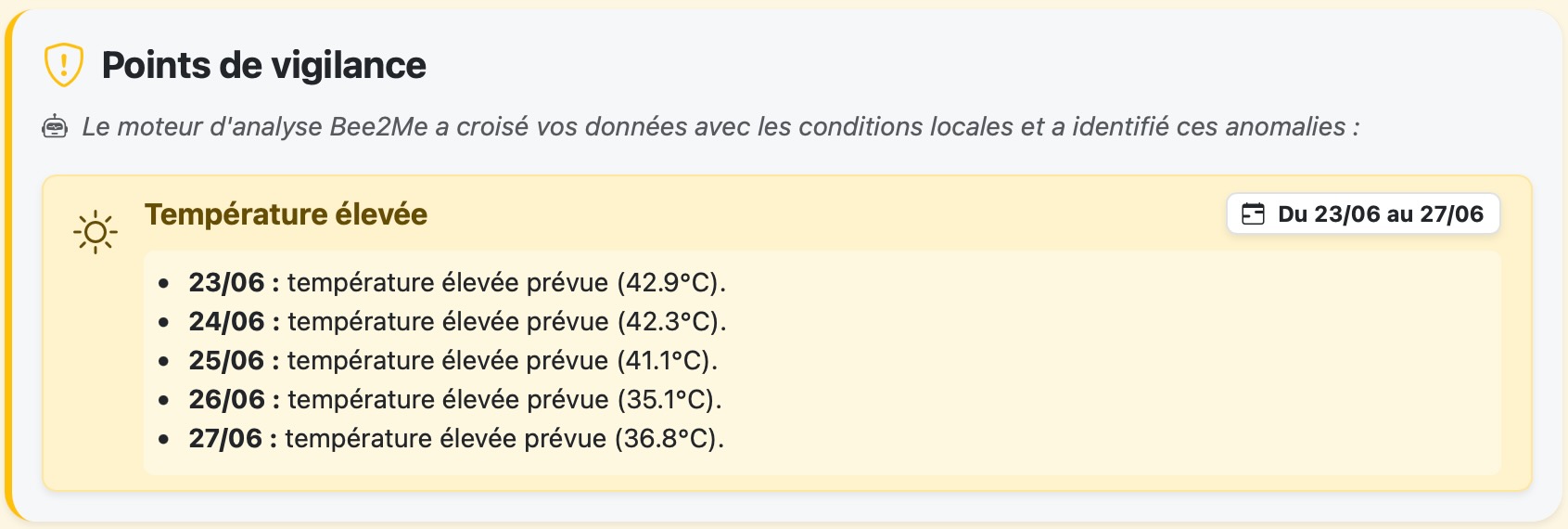 Alertes en cas anomalies sur le rucher